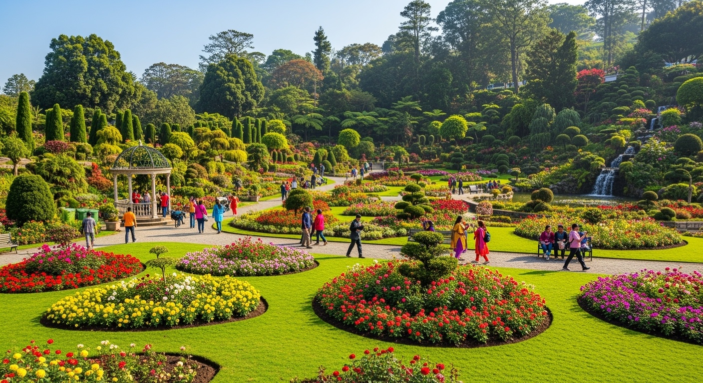 Beautiful landscaped gardens of Sim's Park Coonoor